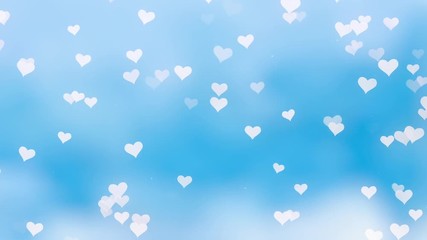 Wall Mural - blue looped abstract background with hearts