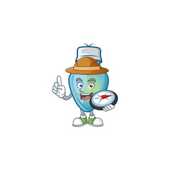 Sticker - Explorer blue christmas bulb cartoon character holding a compass