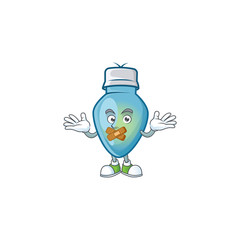 Poster - Blue christmas bulb mascot cartoon character style making silent gesture