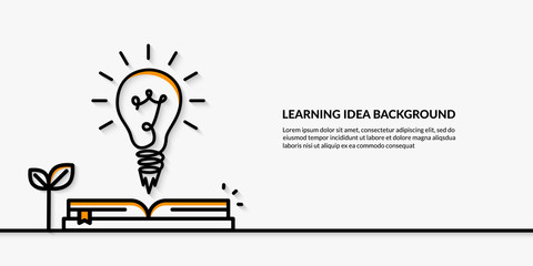 Wall Mural - Learning idea with launching light bub on clean background, back to school concept