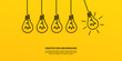  Creative idea concept with light bulb on yellow background
