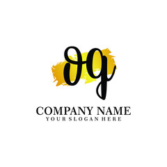 letter OQ handwriting Black color logo, and elegant gold brush template