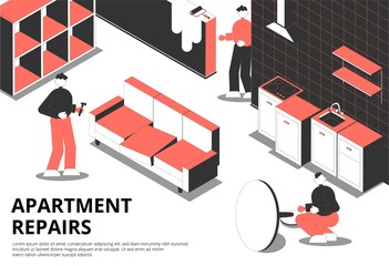 Wall Mural - Apartment Repairs Isometric Background