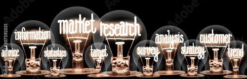 Fotomural Light Bulbs with Market Research Concept