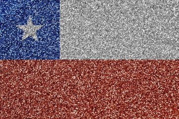 Chile flag depicted on many small shiny sequins. Colorful festival background for party