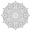 © Ростислав Кузнецов - Round mandala with floral pattern. Black and white coloring page . Vector design.