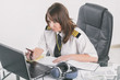 © Monika Wisniewska - Woman airline pilot at the office