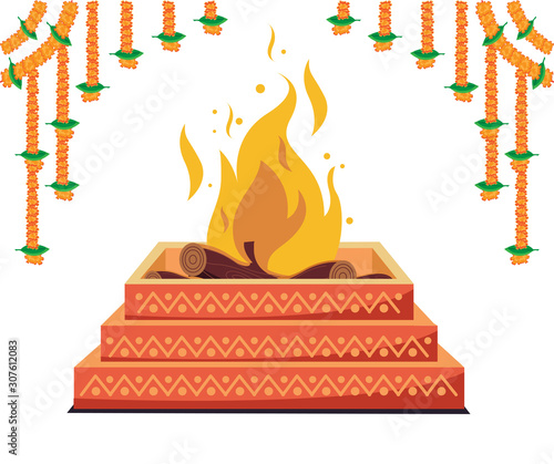 havan, hindu religion spiritual fire Wallpaper Mural