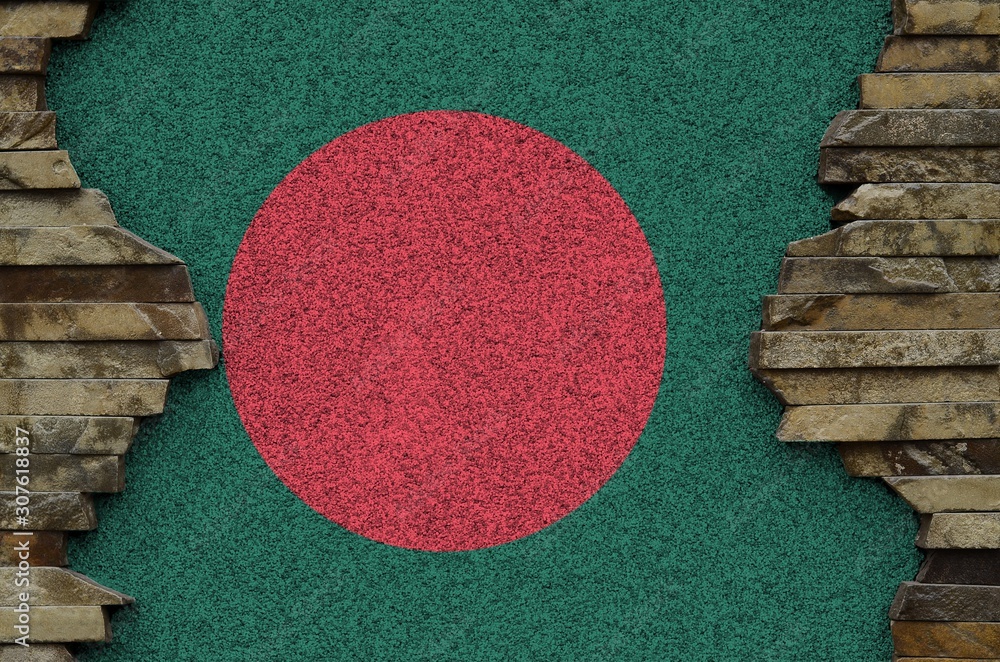Bangladesh flag depicted in paint colors on old stone wall closeup ...