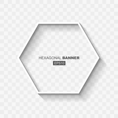 Wall Mural - White Abstract Hexagonal Banner Template with Flat Design Shadow