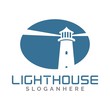 lighthouse logo and building. icon and illustration