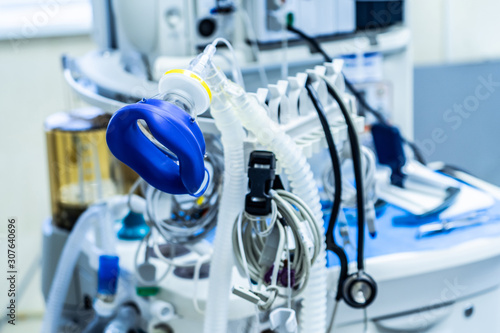 oxygen inhalation equipment at the hospital room, Oxygen gauge, Health care and life save concept Poster Mural XXL