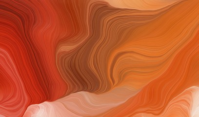 Poster - modern soft curvy waves background design with coffee, baby pink and dark salmon color