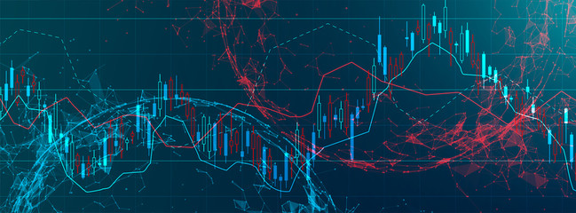 Financial trade concept. Stock market and exchange. Candle stick graph chart.