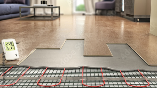 Process Of Laying Laminate Panels On Floor With Underfloor Heating