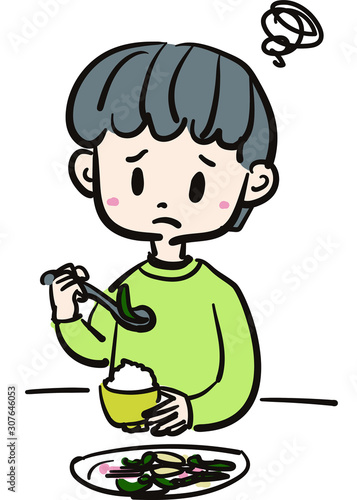 嫌いなものを食べる男の子のイラスト Stock Vector Adobe Stock