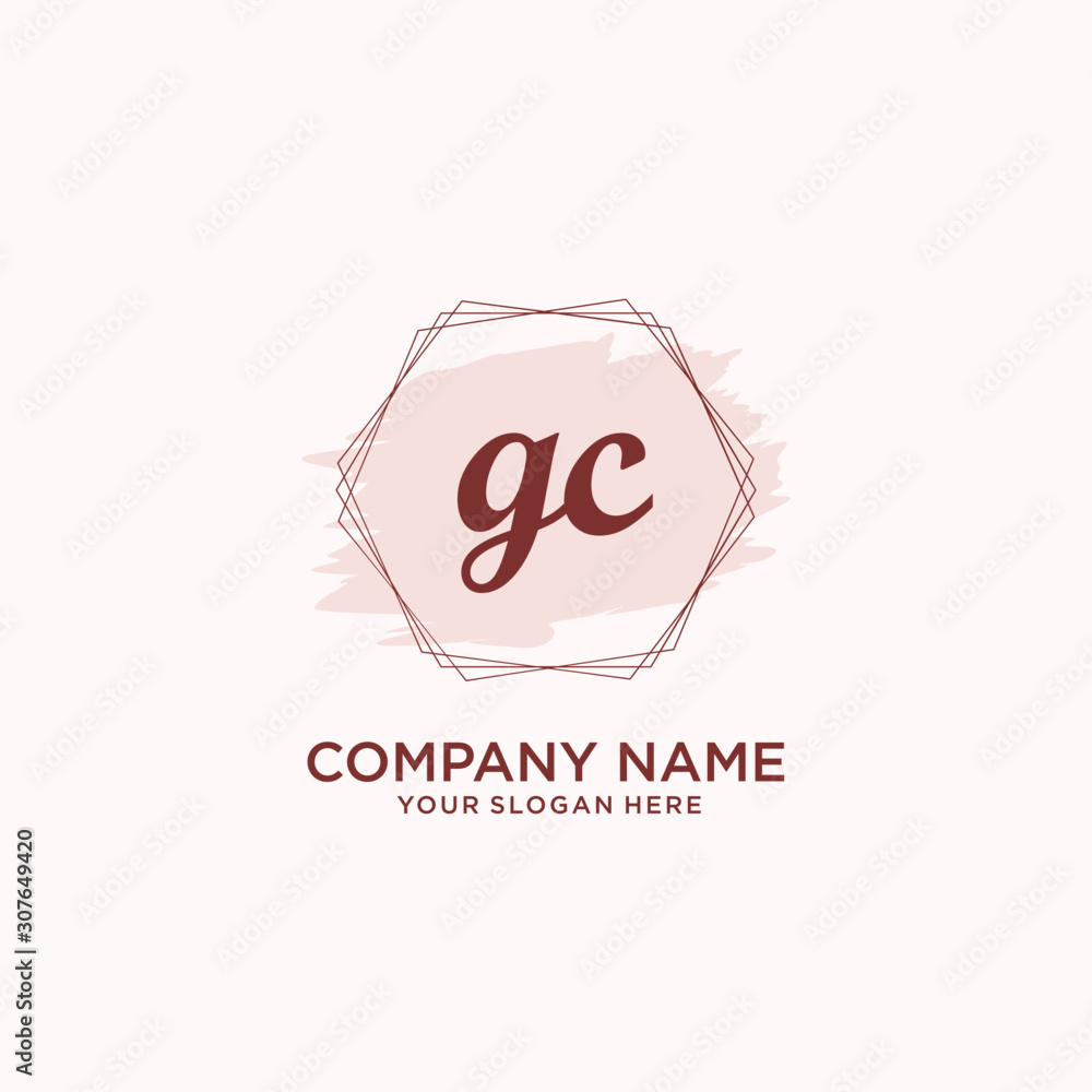 Initial GC handwriting Logo, and Brush and hexagon lines template Stock ...