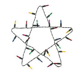 Wall Mural - christmas lights star shape (with clipping path) isolated on white background