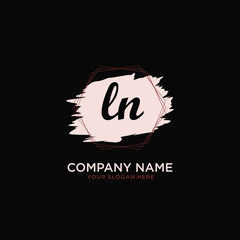 Initial LN handwriting Logo, and Brush and hexagon lines template