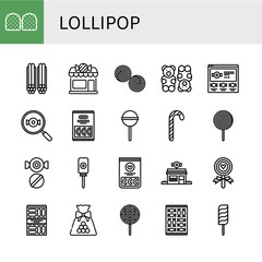 Poster - Set of lollipop icons such as Gummy, Liquorice, Candy shop, Gummy bear, Candy, Lollipop, Candy canes, Jelly beans, Snack , lollipop