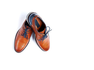 luxurious male brown male shoes isolated on the white background