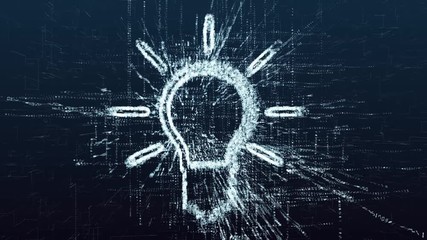Wall Mural - the idea of a light bulb consisting of numbers and symbols. modern electronic technologies. digital 