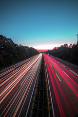 traffic on the highway at night