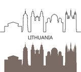 Fototapeta Las - Lithuania logo. Isolated Lithuanian architecture on white background