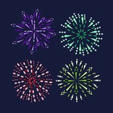 Fototapeta Kuchnia - Illustration of Monochrome Fireworks Set