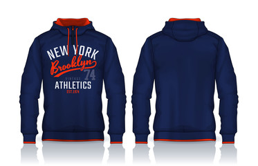 Hoodie shirts template.Jacket Design,Sportswear Track front and back view.