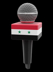 Wall Mural - Microphone with Syrian flag. Image with clipping path