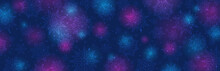 Blue Christmas Banner With Snowflakes And Stars. Merry Christmas And Happy New Year Greeting Banner. Horizontal New Year Background, Headers, Posters, Cards, Website.Vector Illustration