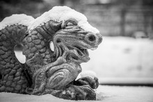 Snow-covered Dragon Statue
