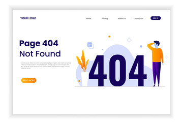 Wall Mural - Page 404 error illustration with people. That design can be used for websites, landing pages, UI, mobile applications, posters, banner
