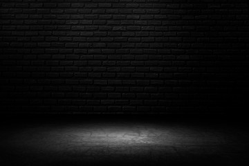 Wall Mural - room black floor is made of dark with brick and plaster for interior decoration or gym for exercise.