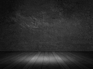 Wall Mural - room black floor is made of dark with brick and wood for interior decoration or gym for exercise.use