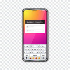 Poster - Smartphone with quiz social network frame on a transparent background