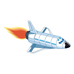 Sticker - spaceship with flame icon, colorful design