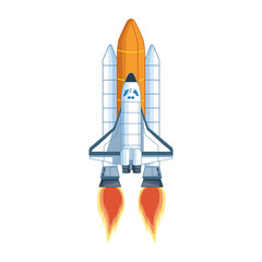 Canvas Print - spaceship launch icon, colorful design