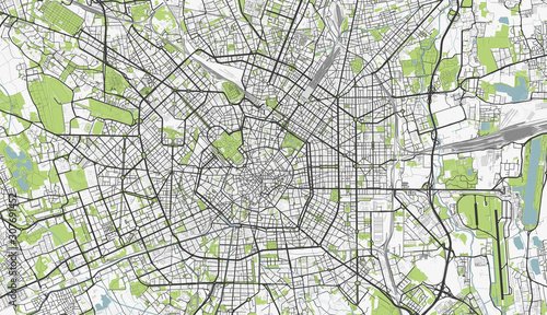 Fotomural Detailed map of Milan, Italy