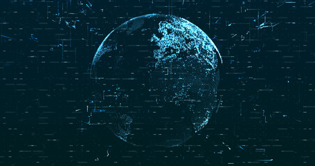 Wall Mural - Digital space world 3d data earth background