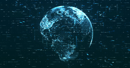 Wall Mural - Digital space world 3d data earth background