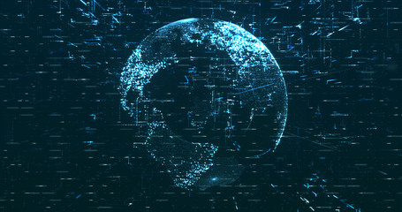 Wall Mural - Digital space world 3d data earth background