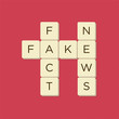 Fake news, fact news in scrabble letters. Isolate vector illustration.