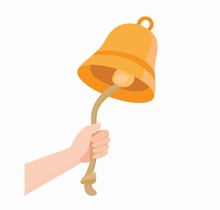 Hand Ringing Bell With Rope Icon In Flat Illustration Vector