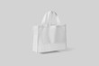 Tote Bag canvas Fabric Cloth shopping Sack Mock up blank template isolated on light gray background.3D rendering.