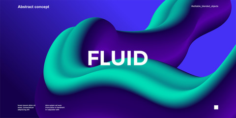 Wall Mural - Trendy abstract design template with 3d flow shapes. Dynamic gradient composition. Applicable for landing pages, covers, brochures, flyers, presentations, banners.