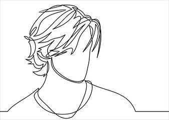 Wall Mural - Continuous one line drawing of man portrait. Hairstyle. Fashionable men's style.