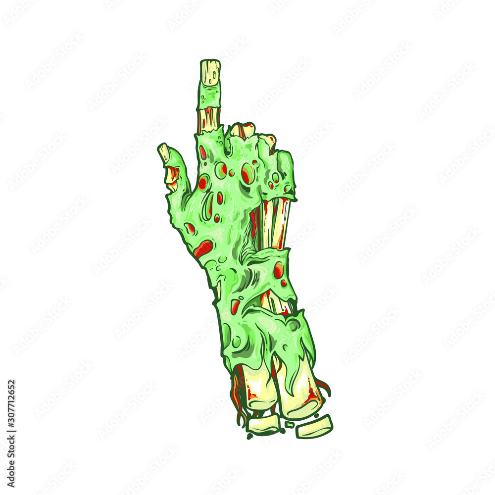 Finger Zombie Vector Zombie hand and with finger cursor, vector cartoon illustration ...