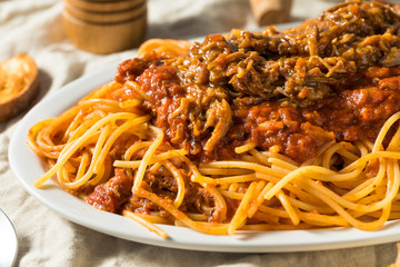 Canvas Print - Homemade Pulled Pork Barbecue Spaghetti